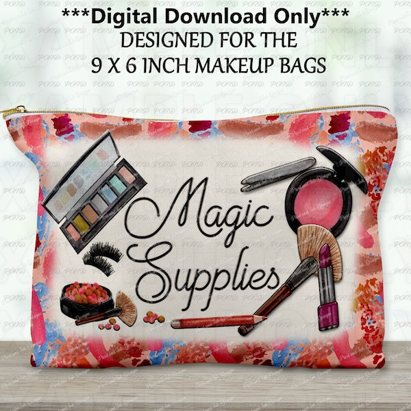 Digital design, for makeup bag, cosmetic bag design, makeup bag PNG design, make up theme, canvas bag design, sublimation design, makeup PNG