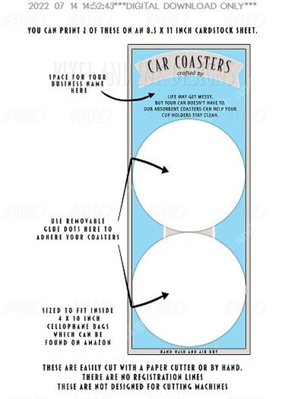 Car Coaster Packaging Templates, Canva Coaster Printable Packaging
