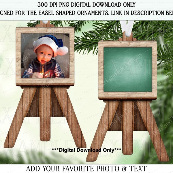 Chalkboard easel design with photo area. This is a 2 PNG set plus a mockup for your use. Link to blanks in description. Download only.