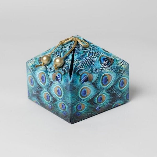 Empty gift box with peacock design for diwali   Empty Box to add your gifts in, SIZE 13cm x 13cm x 10cm, luxury unique gift boxes