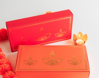 Orange Diwali Diya Design Empty Sweet Box Mithai  Box, Kids Gift Box , gift ideas, Happy gifting gift, gift boxes for sweet treats