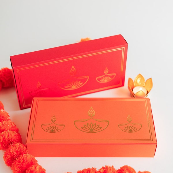 Orange Diwali Diya Design Empty Sweet Box Mithai  Box, Kids Gift Box , gift ideas, Happy gifting gift, gift boxes for sweet treats