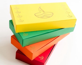 Orange Diwali Diya Design Empty Sweet Box Mithai  Box, Kids Gift Box , gift ideas, Happy gifting gift, gift boxes for sweet treats 4 colors