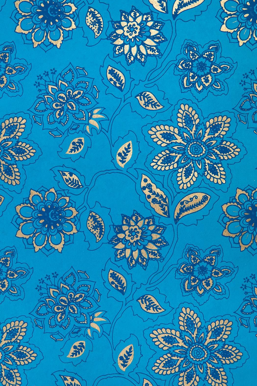 Blue and Gold Floral Wrapping Paper, High Quality Poster, Craft Poster,  Wrapping Sheet, luxury Wrapping , Vintage Wrapping Paper
