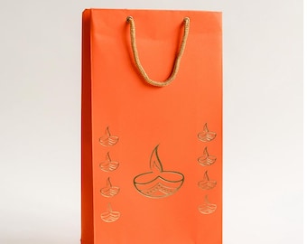 Orange Diwali Diya Design Empty Gift Bag perfect for your Diwali Gifts & Diwali Mithai  Box, Kids Gift Box Happy gifting gift