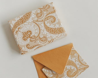 Notecards Set, Notecards with envelopes, Notecard Multipack, Recycled Cotton Paper stationary, Blank Cards & Envelopes  Ivory and Gold