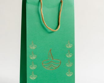 Green Diwali Diya Design Empty Gift Bag perfect for your Diwali Gifts & Diwali Mithai  Box, Kids Gift Box Happy gifting gift