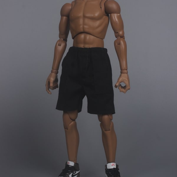 Ręcznie robione czarne spodenki do lalek modowych w skali 1/6 (34 cm)