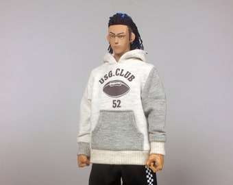 1/6 scale 34cm doll clothes handmade grey hoodie printing jumper doll clothing fit sixth scale collectible figures and fashion dolls
