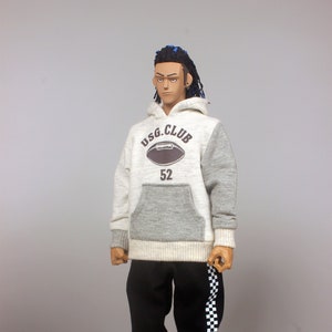 1/6 scale 34cm doll clothes handmade grey hoodie printing jumper doll clothing fit sixth scale collectible figures and fashion dolls