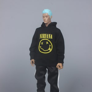 1/6 scale 34cm doll clothes handmade black band hoodie jumper doll clothing fit sixth scale collectible figures and fashion dolls