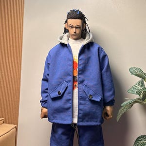 1/6 scale 34cm doll clothes handmade blue hoodie jacket doll clothing fit sixth scale collectible figures and fashion dolls