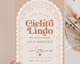 Cielito Lindo Baby Shower Invitation, Mexican Talavera Theme Baby Shower Invitation, Papel Picado Baby Sprinkle Invite, Editable Invitation