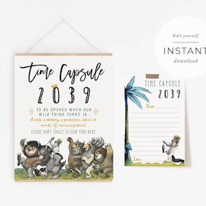 Where The Wild Things Are Time capsule / Let The Wild Rumpus Start / Boy Boy's Where The Wild Things Are Party Time Capsule / Biglietto stampabile