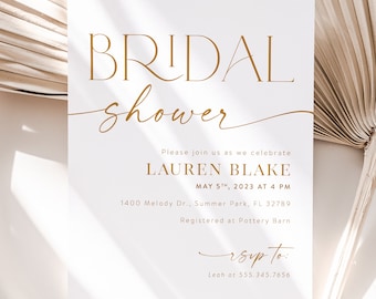 Minimal Bridal Shower Invitation, Modern Bridal Shower Invite, Black and White Bridal Shower, Editable Bridal Shower Template Minimalist