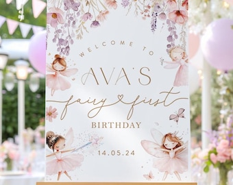 Letrero de bienvenida para el primer cumpleaños de una hada, cartel de bienvenida para el primer cumpleaños de una hada, jardín, letrero de bienvenida para el primer cumpleaños de una hada, cumpleañera