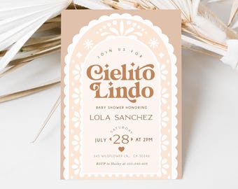 Cielito Lindo Baby Shower Invitation, Mexican Talavera Theme Baby Shower Invitation, Papel Picado Baby Sprinkle Invite, Editable Invitation