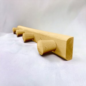 Wooden Peg Rack - Wall-Mounted Coat Rack with Multiple Pegs