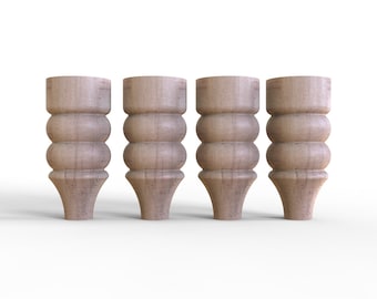 Beech Wood Furniture Legs Set: DIY Sofa, Cabinet Feet (10cm)