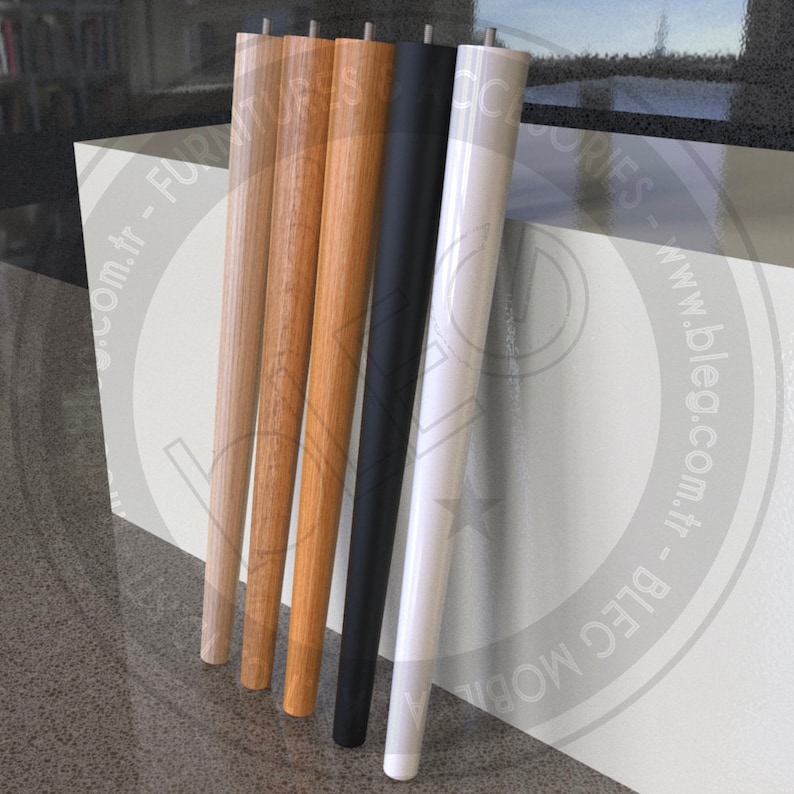 Wooden Table Legs Set of 4, Solid Beech Tapered Furniture Legs image 5