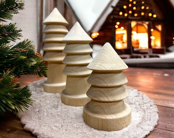 Rustic Pine Tree Wooden Decor Set - DIY Christmas Craft Project