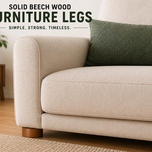 Round Wooden Furniture Leg, Solid Beech Sofa Feet image 6