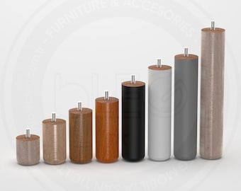 Set of 4 Solid Wood Cylinder Shaped Furniture Legs - Perfect for DIY Projects