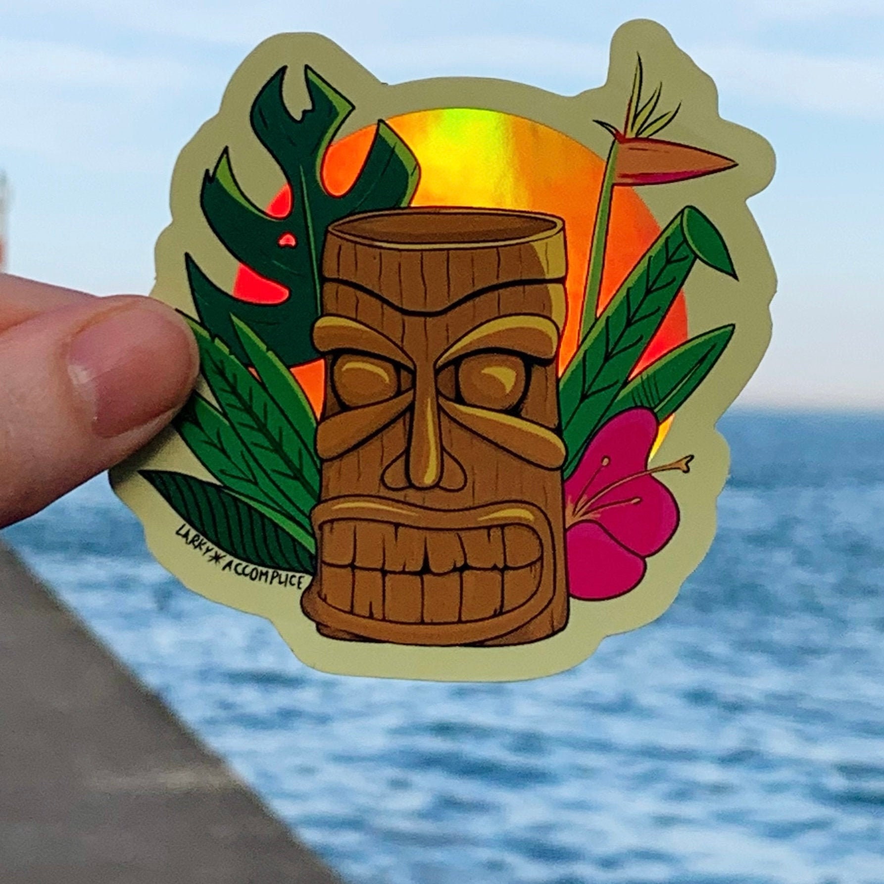 Pop Art Vinyl Sticker Tropical Cartoon Tiki Totem Sunset - Etsy Pop Art Vinyl Sticker Tropical Cartoon Tiki Totem Sunset - Etsy
