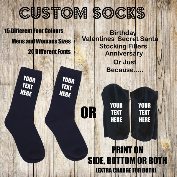 Personalised Custom Cotton Socks, Novelty Gift Idea, Custom Designed, Fathers Day, Birthday, Stocking Gift