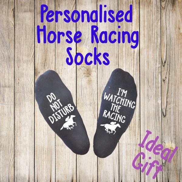 Personalised Cotton Horse Racing Socks, Novelty Gift Idea, Custom Designed, Fathers Day,Birthday,Stocking Gift