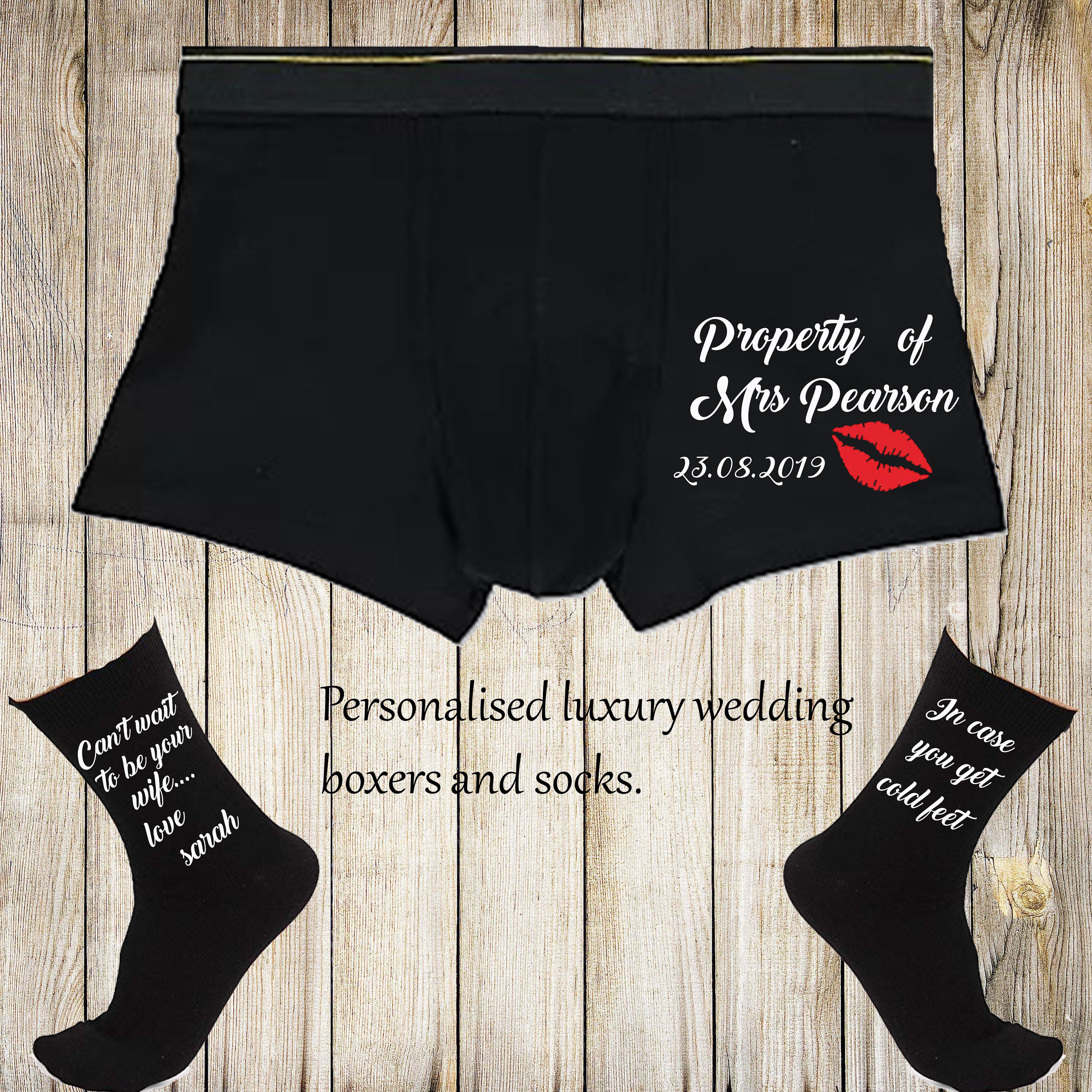 Personalised Property of Novelty Wedding Morning Anniversary Funny Boxers Boxer Shorts Groom Gift Novelty** TRUNK FIT ORDER SIZE ABOVE FOR COMFORT FIT. 