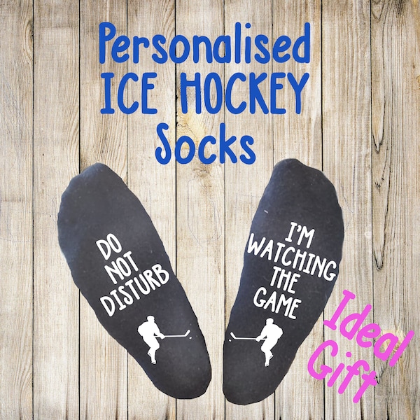 Personalised Cotton Ice Hockey Socks, Novelty Gift Idea, Custom Designed, Fathers Day,Birthday,Stocking Gift