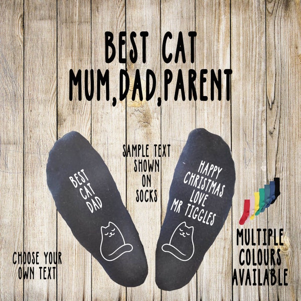 Best Cat Dad/Mum/Parent Personalised Socks, Pet Socks, Pet Gift