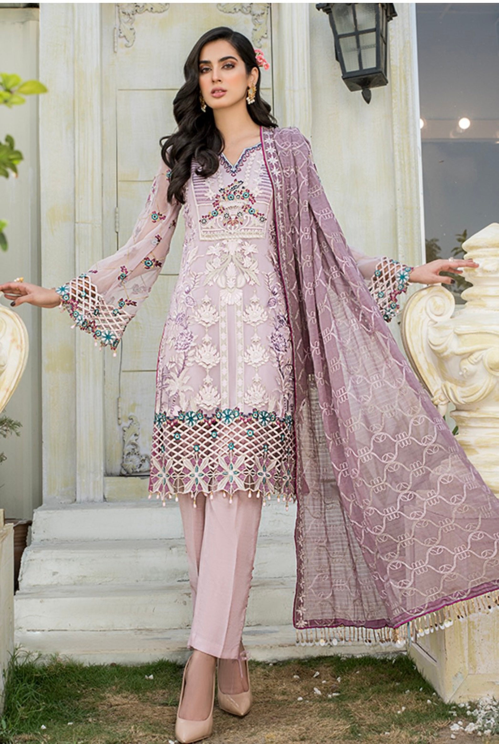 Abito Salwar Kameez Indiano Da Sposa Bollywood - Blu Taglia XL Con Dupatta Pesante