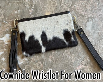 Elegant Cowhide Wristlet Wallet - Leather Phone Wristlet Clutch for Women