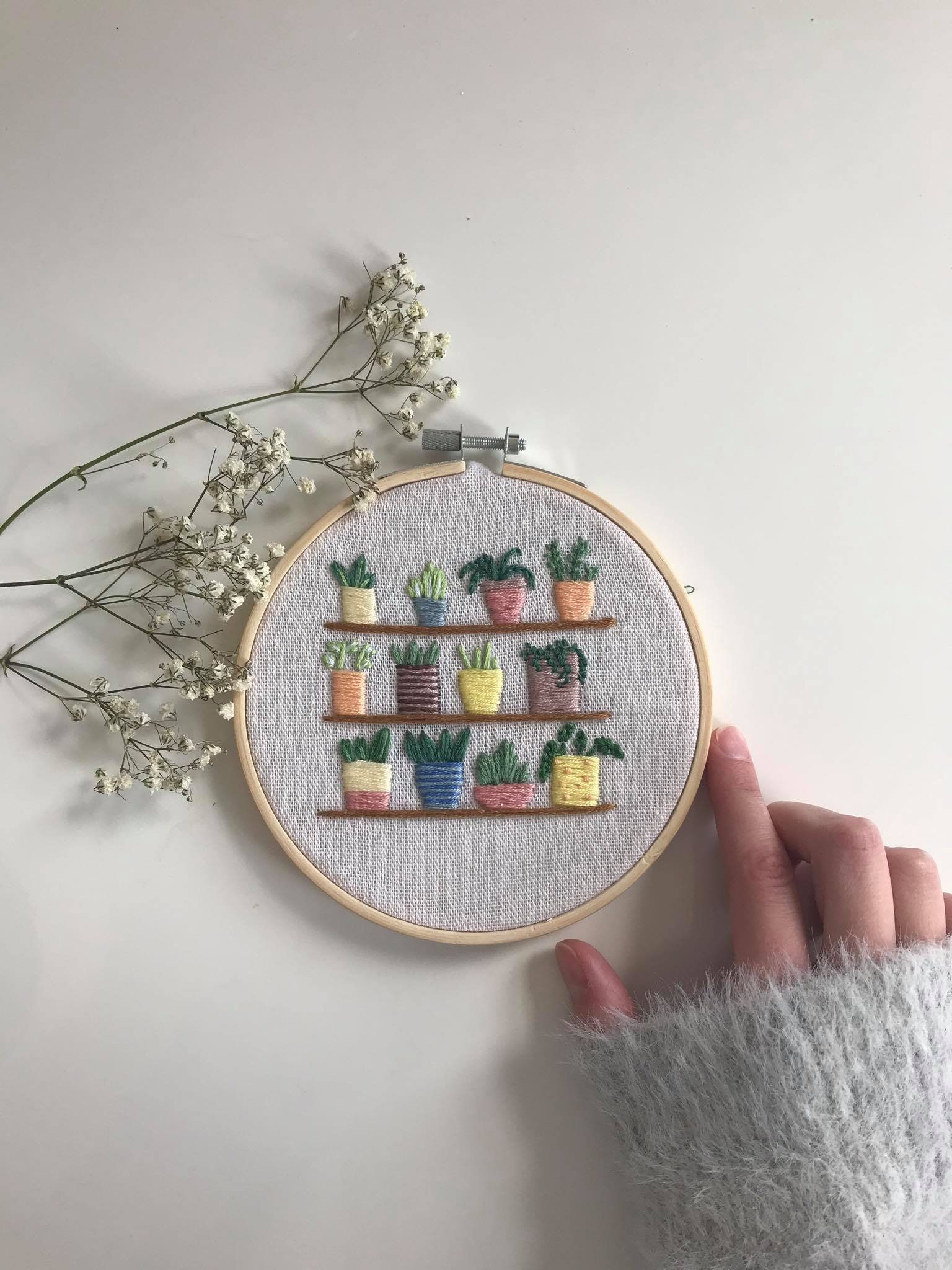 Plant Embroidery Hoop Art - Housewarming Gift - Floral Wall Art ...