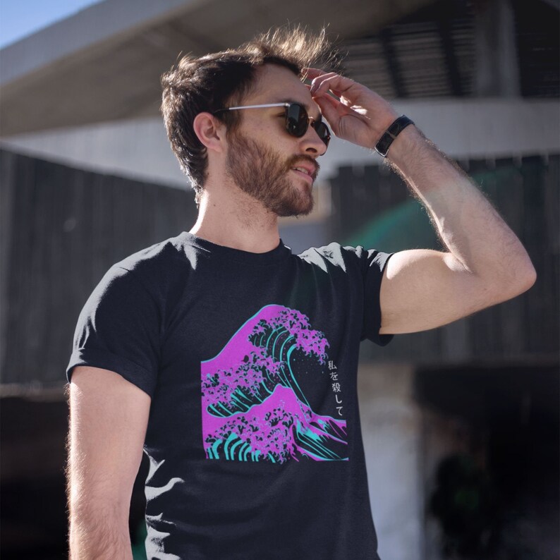 Japanese Aesthetic the Great Wave of Kanagawa Hokusai Kanji Etsy