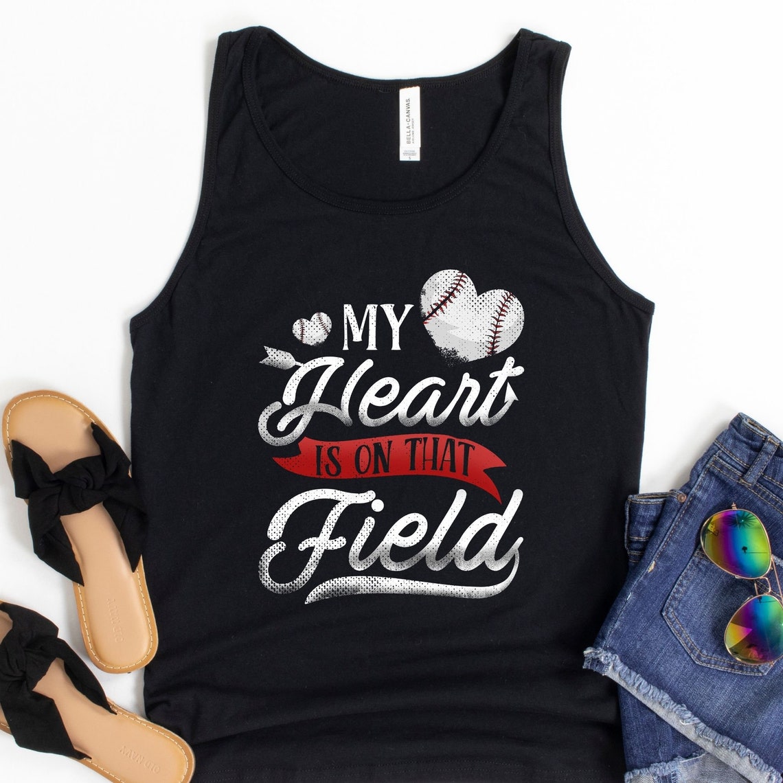 Baseball Player Softball Lover Mom Mother T-Shirt My Heart Is | Etsy