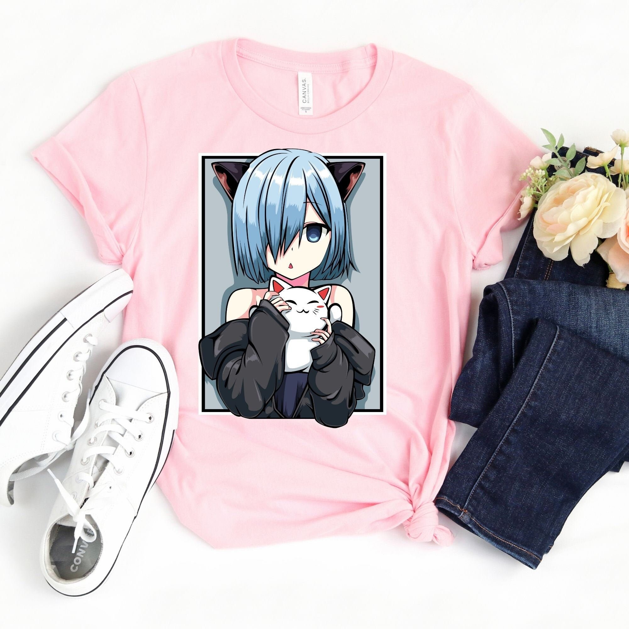  Support Catgirl Research Cute Anime Cat Girl Waifu Meme Neko  T-Shirt : Clothing, Shoes & Jewelry