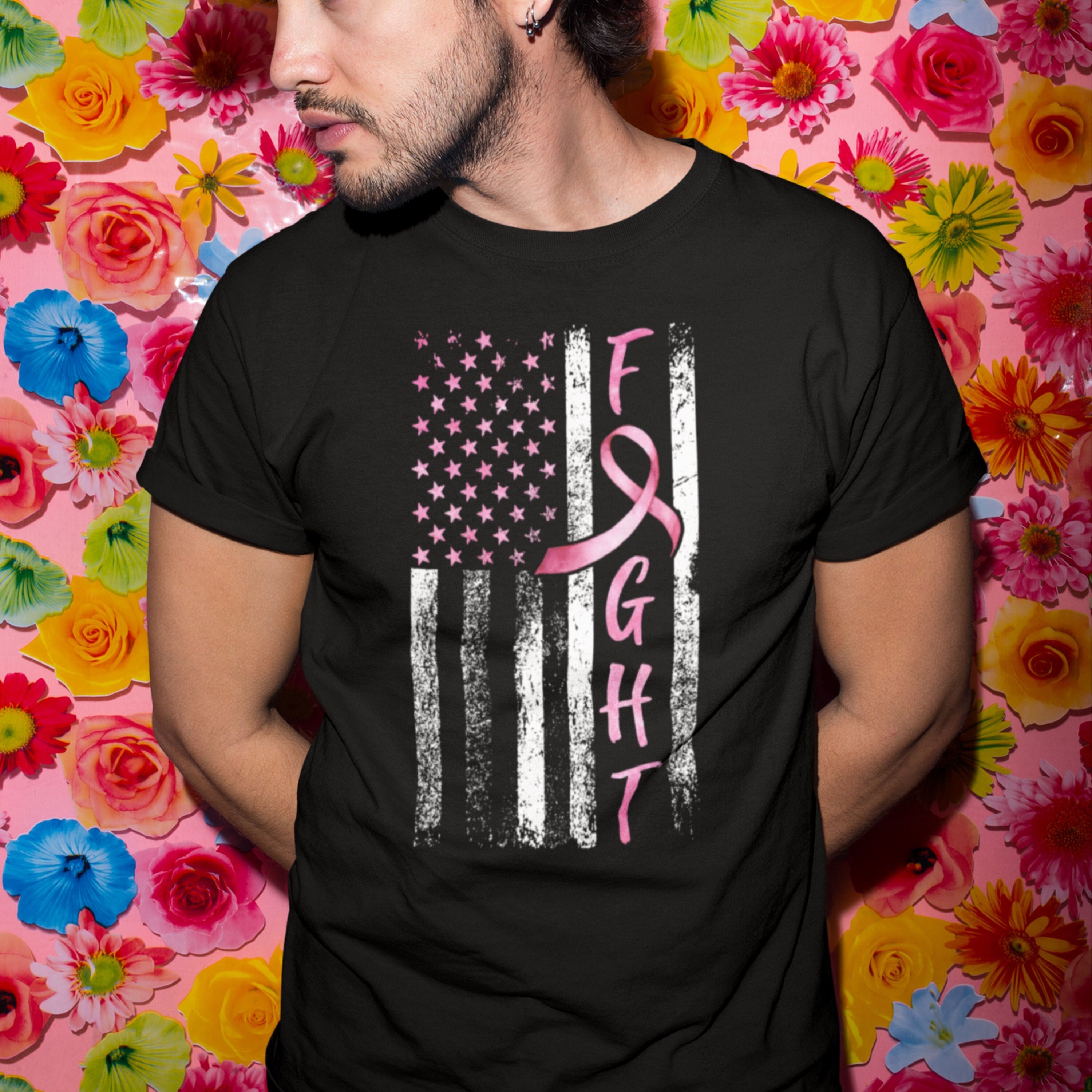 Fight American Flag Pink Ribbon Fighter Breast Cancer - Etsy UK