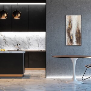 Grande pittura astratta ad olio e acrilico con lamina d'oro su tela Pittura murale per soggiorno Sala da pranzo e camera da letto