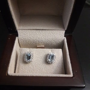 Aquamarine and Diamond Stud Earrings in 14K White Gold