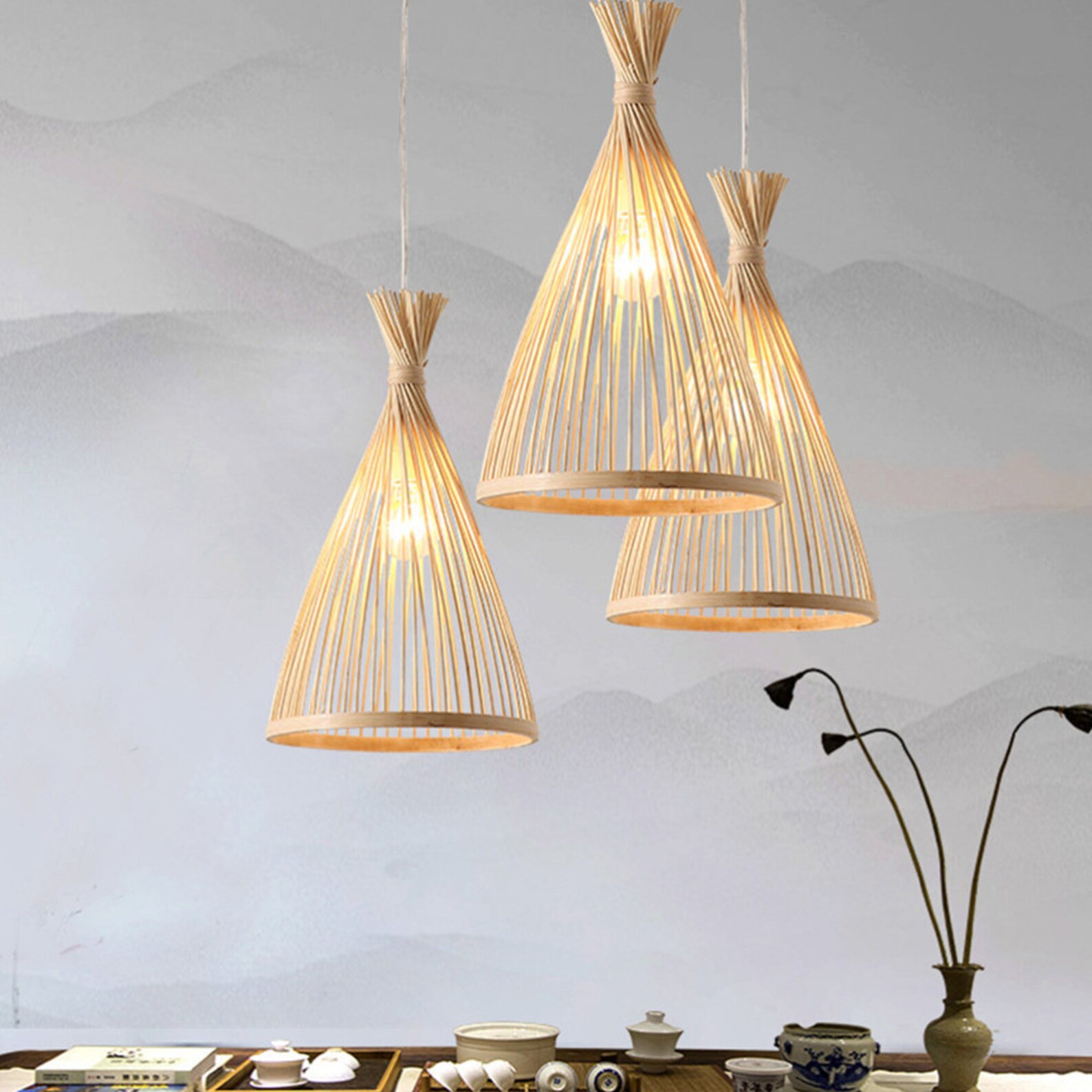 Lampe suspendue en bambou lampe en bambou faite main Lampe suspendue en bambou lampe en bambou faite main