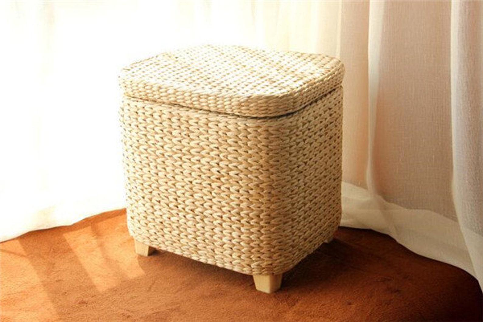 Rattan Storage Stool Rattan Footstool Rattan Basket for | Etsy