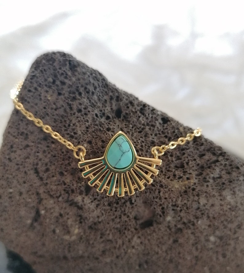 GIft for Her Elegant Necklace Gold Turquoise necklace Anniversary Gift Women/' s Necklaces Delicate Jewelry Valentine/'s Gift Pendant