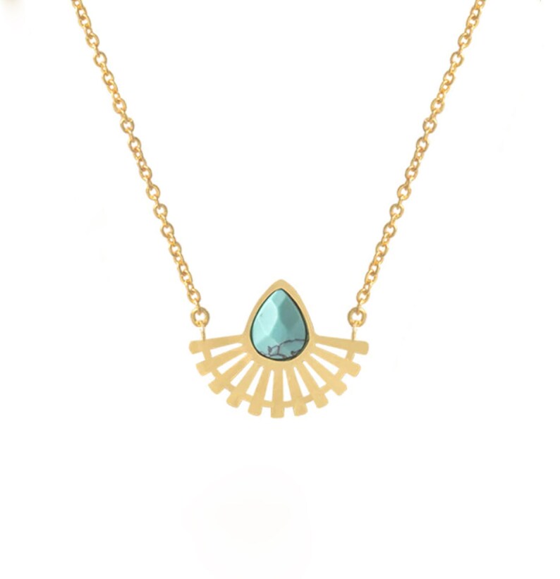 GIft for Her Elegant Necklace Gold Turquoise necklace Anniversary Gift Women/' s Necklaces Delicate Jewelry Valentine/'s Gift Pendant
