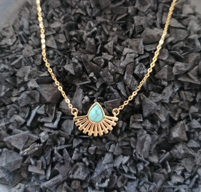 GIft for Her Elegant Necklace Gold Turquoise necklace Anniversary Gift Women/' s Necklaces Delicate Jewelry Valentine/'s Gift Pendant