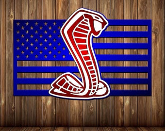35x21”  GT500 Shelby sign American Flag edition metal cutout , blue red and white powder coated