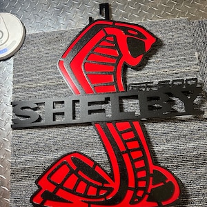 24x24  Shelby gt500 hood prop sign steel  (Detachable prop) black texture/black metallic