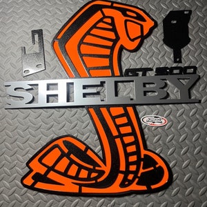 24x24 Shelby gt500 hood prop sign steel orange&black metallic (Detachable prop)